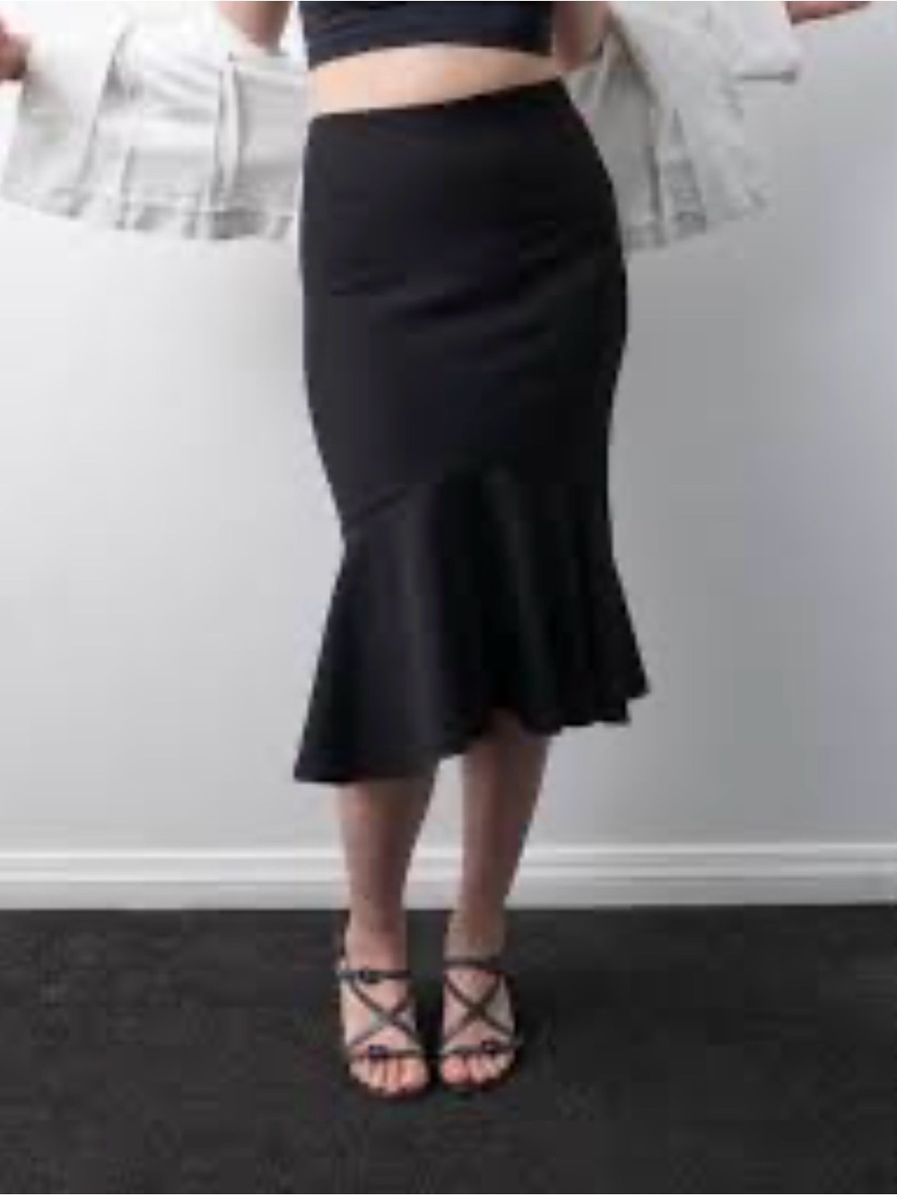 Zara Black Pencil Skirt with Fluted Hem